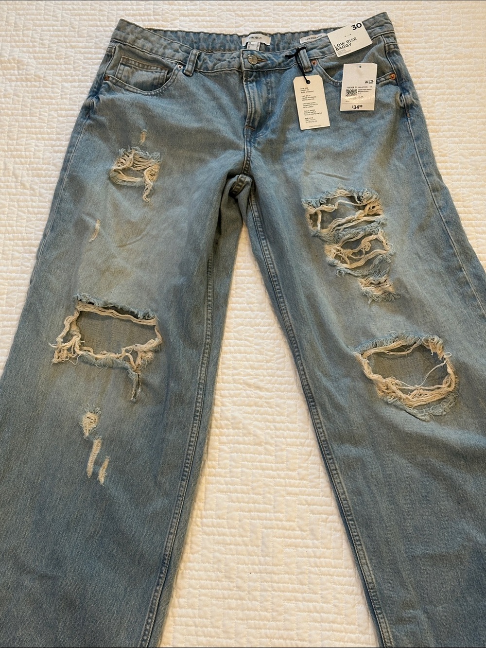 Forever 21 Low Rise Baggy Wide Leg Jeans Size 8 - Picture 2 of 6